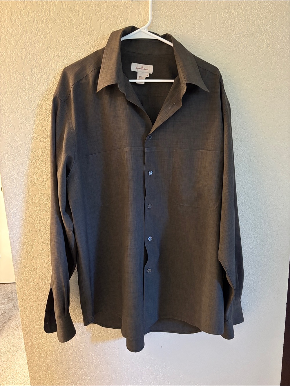 Ermenegildo Zegna Charcoal Gray Long-Sleeve Dress Shirt XL